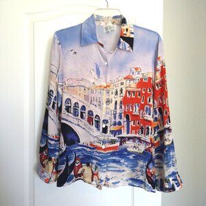 Michael Leu - Venice Print Silk Blouse - Large